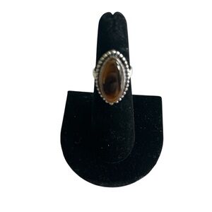 925 Sterling Silver Tigers Eye Stone Ring